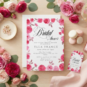 Modern Watercolor Floral Bridal Shower Invitation