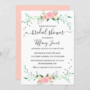 Modern Watercolor Floral Bridal Shower Invitation