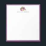 Modern Watercolor Floral Cassis Purple Frame Notepad<br><div class="desc">Modern and elegant watercolor purple floral bouquet logo style design with cassis purple border,  personalized with name,  notepad.  Text font style and color can be customized.</div>