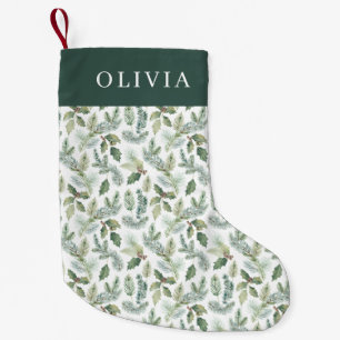 Modern Watercolor Floral Christmas Small Christmas Stocking