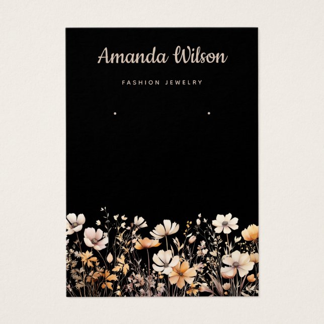 Modern watercolor floral Earring Display card  (Front)