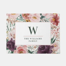 Modern watercolor floral elegant baking recipes pl doormat