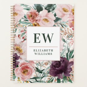 Modern watercolor floral elegant baking recipes planner