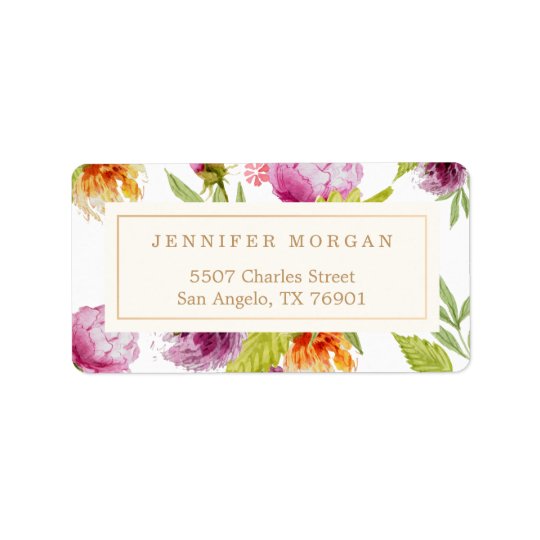 Modern Watercolor Floral Elegant Decor Address Label