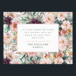 Modern watercolor floral elegant  family quote photo print<br><div class="desc">Modern watercolor floral beautiful quote script elegant home decor art print poster pink and purple girly design. On trend floral,  foliage beautiful botanical design. Part of a modern collection.</div>