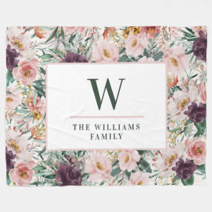 Modern watercolor floral elegant  fleece blanket