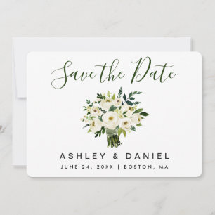 Modern Watercolor Floral Green Save The Date B