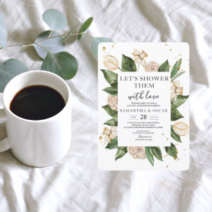 Modern Watercolor Floral Green & Yellow Frame Invitation