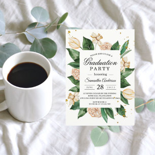Modern Watercolor Floral Green & Yellow Frame Invitation