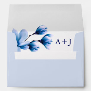 Modern Watercolor Floral Light Pastel Blue Wedding Envelope