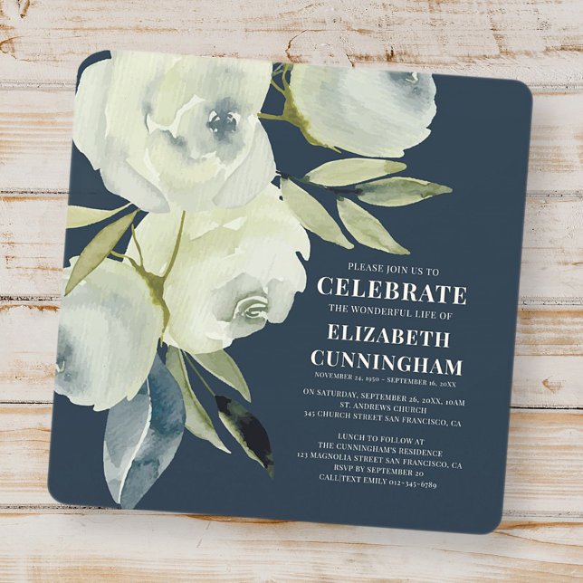 Modern Watercolor Floral Memorial Invitation (Creator Uploaded)