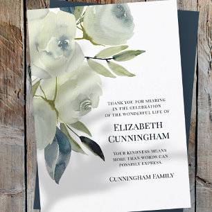 Modern Watercolor Floral Memorial Thank You Card