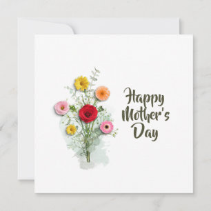 Modern Watercolor Floral Mothers Day Personalised Card