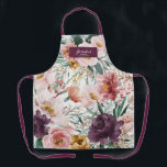 Modern watercolor floral purple elegant grandma apron<br><div class="desc">Modern watercolor floral script elegant grandma apron plum purple girly design. On trend floral,  foliage beautiful botanical design. Part of a modern collection.</div>