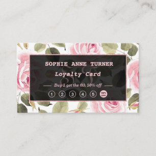 Modern Watercolor Floral Rose Gold Makeup Artist Loyalty Card