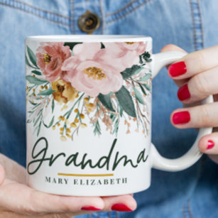 Modern watercolor floral script elegant grandma co magic mug