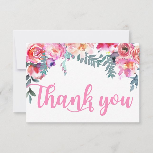 Modern Watercolor Floral Thank You (Front)