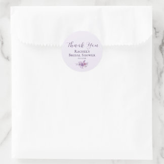 Modern Watercolor Floral Thank You Bridal Shower Classic Round Sticker