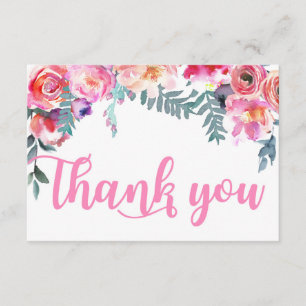 Modern Watercolor Floral Thank You Card