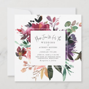 Modern Watercolor Floral Wedding Invitation