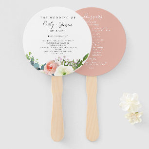 Modern Watercolor Floral Wedding Program Hand Fans