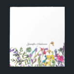 Modern Watercolor Floral Wildflowers Personalise Notepad<br><div class="desc">Beautiful modern watercolor floral wildflowers with greenery. Add your name or message and you have an on trend personalised gift for friends and family or to keep for yourself. Great design from TLS Designs.</div>