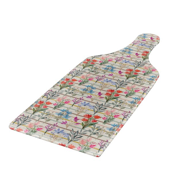 Modern Watercolor Flower Pattern  Cutting Board (Corner)