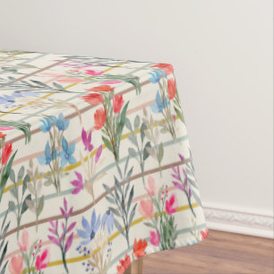 Modern Watercolor Flower Pattern Tablecloth