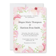 Modern Watercolor Flower Wedding Invitation