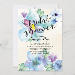 Modern Watercolor Flowers Bridal Shower Invitation