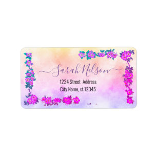 Modern Watercolor Flowers Label