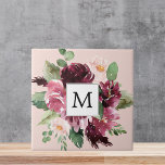 Modern Watercolor Flowers Monogrammed Ceramic Tile<br><div class="desc">Modern Watercolor Flowers Monogrammed</div>