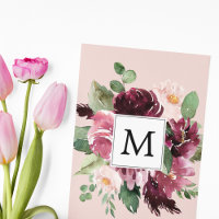 Modern Watercolor Flowers Monogrammed