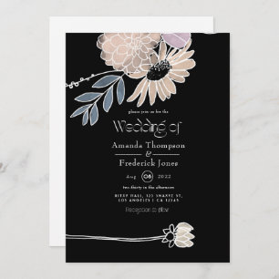 Modern Watercolor Flowers Wedding Invitation