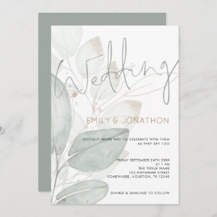 Modern Watercolor Foliage Wedding Invitation