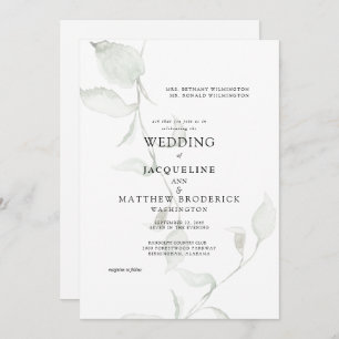 Modern Watercolor Foliage Wedding Invitation