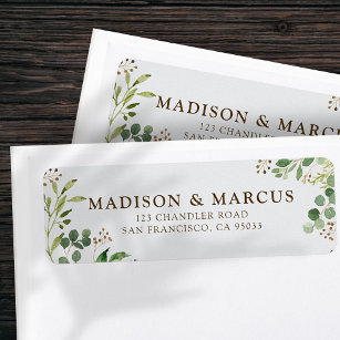 Modern Watercolor Foliage Wedding Return Address Return Address Label