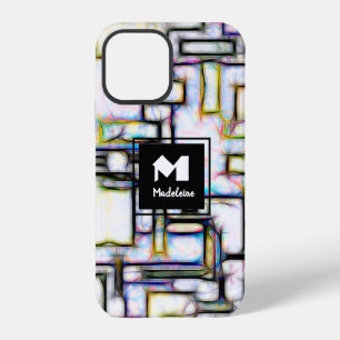 Modern Watercolor Geometric Elegant Monogram iPhone 12 Case