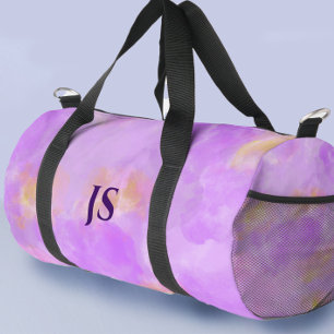 Modern Watercolor Girls Stylish Purple Custom Duffle Bag