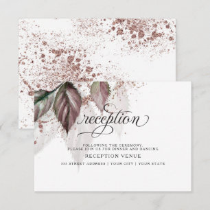 Modern Watercolor Glitter Foliage BarefootBride™ Invitation