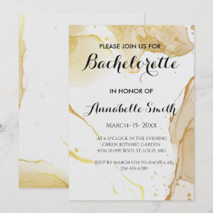 Modern Watercolor Gold bachelor Invitation