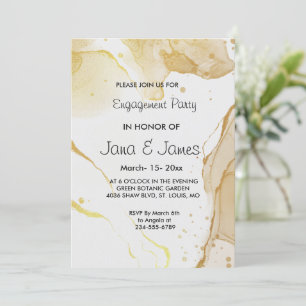 Modern Watercolor Gold Engagement Invitation