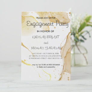Modern Watercolor Gold Engagement Invitation