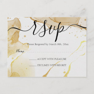 Modern Watercolor Gold RSVP Postcard