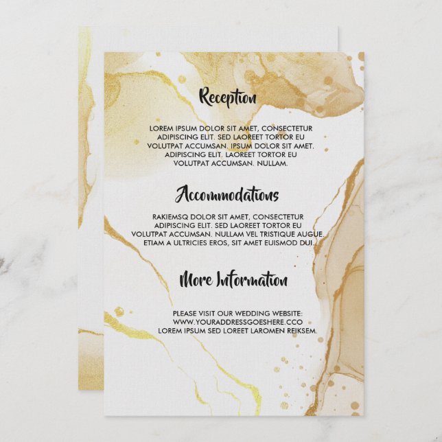 Modern Watercolor Gold  wedding program (Front/Back)