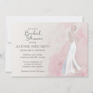 Modern Watercolor Gown Bridal Shower Invitation