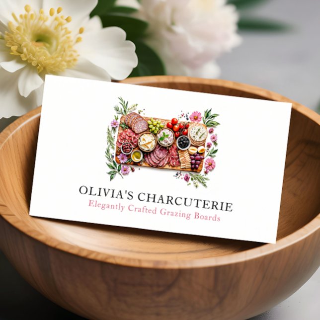 Modern Watercolor Grazing Board QR Code Business Card (Creator Uploaded)