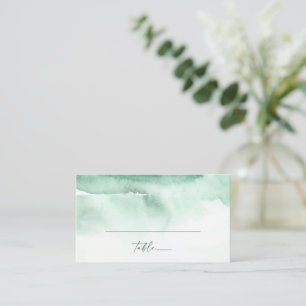 Modern Watercolor Green Flat Wedding Place Card