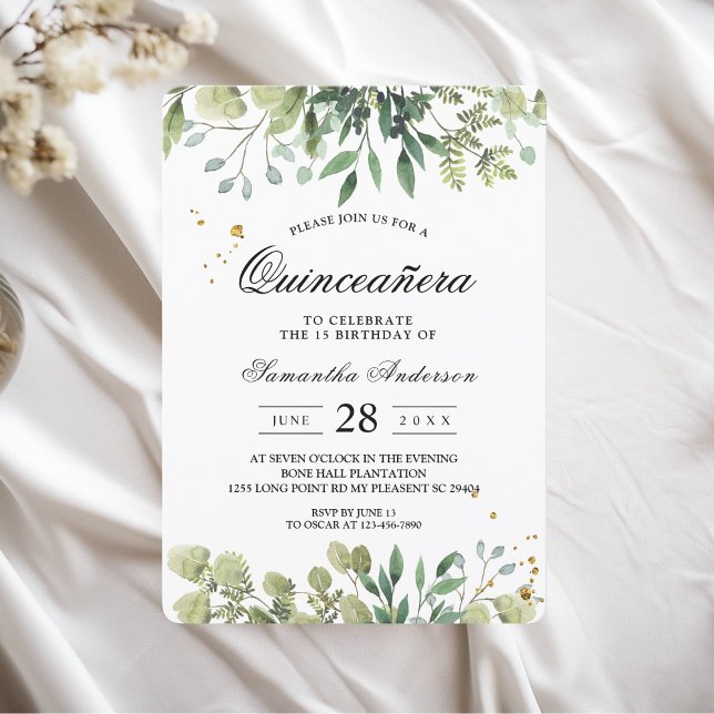 Modern Watercolor Green Leaves Branch Invitation (Creator Uploaded)