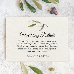 Modern Watercolor Green Olive Branch Enclosure Card